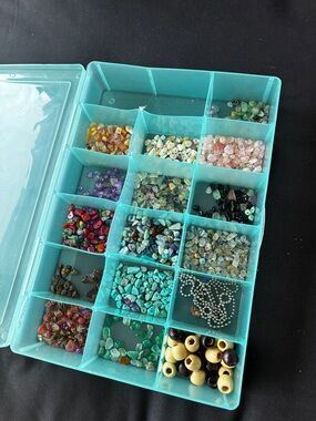 Natural Crystal Bead Lot - Gemstone Jewelry Making Kit + Organizer